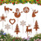 HUIKUANGEU Gartenstecker,11 Stück Gartendeko Rostoptik,Garten Roststecker Metall,Tolle Gartendeko aus Rost-Metall,Adventskranz Rost Dekostecker,Weihnachtsbäume Rentier Weihnachten Deko