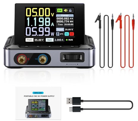 Fuente de alimentación laboratorio 30V 5A CNC DC Alimentacion laboratorio 0-30V 0-5A Pantalla IPS de 2,8 pulgadas, entrada PD/QC/DC, salida de tensión constante y corriente constante, DPS-150.