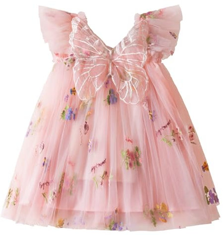 AIEOE Neonata Bambina Principessa Vestito con Fiocco Tulle Elegante Vestiti Senza Maniche per Viaggio Carnevale Fotografia per 1-2 Anni Rosa