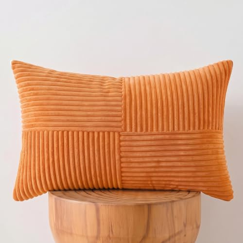 FDTERN 1 Stück Orange Kissenbezug 40x70 cm Weich Kordsamt Kissenbezüge Kissenhülle Dekokissenbezug Sofakissen Dekokissen Boho Deko für Sofa Schlafzimmer Wohnzimmer Balkon (Ohne Kissenfüllung)