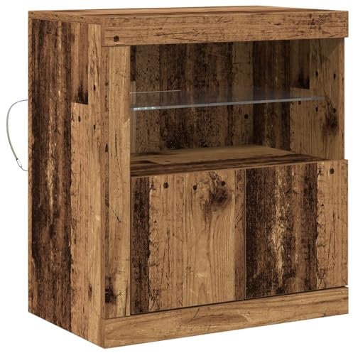 vidaXL rustikales Buffet Sideboard | Vintage verwitterte Oberfläche | Viel Stauraum mit Türen und Glasregal | Ideal für Wohnzimmer & Esszimmer Innenmöbel