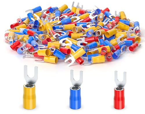 ERGAOBOY 300Pcs 12-10 16-14 22-16 AWG Isolierte Gabel Kabelschuhe, U-Typ Elektrische Crimp Terminal