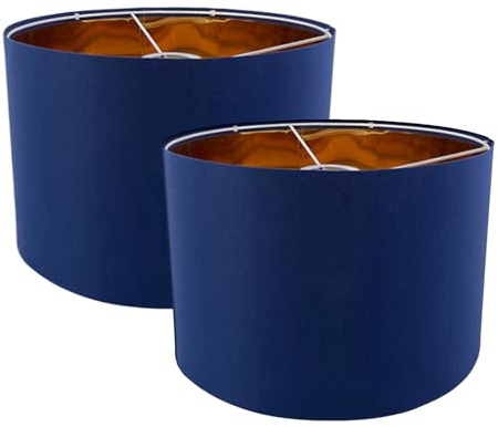 Lampenschirm Stoff 30x20cm für Deckenleuchten | Doppelschicht-Design mit goldenem Reflektormaterial innen, stilvolle Optik für Decken-, Tisch- und Stehlampen.