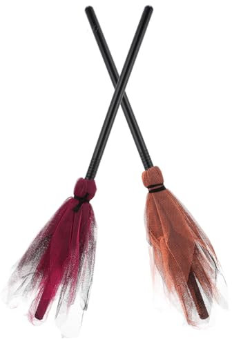 Abaodam 2piezas Accesorio De Fiesta De Halloween Escoba De Bruja Juguete De Disfraz Decoración De Hogar