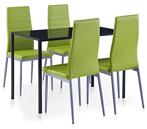 Emmtore Essgruppe.Esszimmertisch Esstischset Esszimmergarnitur Küchentisch Esszimmer Stuhl Tisch Set Sitzgruppe Esstisch mit Stühlen Grün,4 PZ