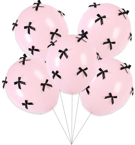 Gleemix 5Stk Black Schleife Luftballons Rosa, Schleifen Luftballons Geburtstagsdeko, Party Deko Helium Ballons Rosa, Happy Birthday Girlande, Für Pink Birthday Girl Hochzeit JGA Valentinstag Babyparty