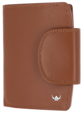 Golden Head Leder Geldbörse Polo RFID Protect Kombischeintasche mit Riegel 1439 Cognac braun