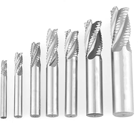 7-teiliger Schrupp-Schaftfräser HSS CNC 4 Nuten 6-20 mm metrischer CNC-Fräser Bohrer Bits Fräser Fräswerkzeug-Set für Holz Aluminium Gusseisen Kupfer Kunststoff, gerader Schaft