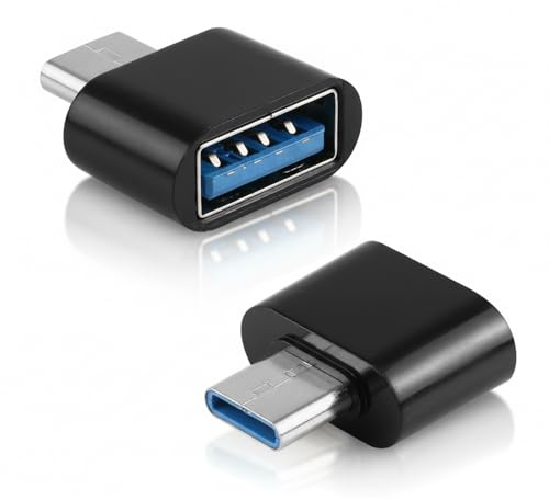 2 pcs USB-C to USB Adapter, USB Type-C Male to USB-A Female OTG Adapter Compatible with MacBook Pro, iPhone 15 Pro Max, Samsung Galaxy, iPad, Dell XPS, and More,Black
