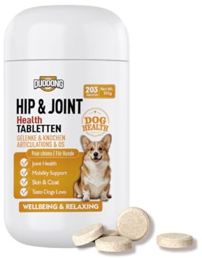 Hip & Joint Supplement for Dogs with Glucosamine & Chondroitin - 203 Tablets for Mobility Support, Cartilage Health & Stiffness Relief, for All Breeds and Sizes