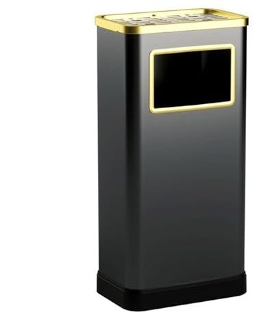 LiQENT-149 poubelle de cuisine Poubelle en acier inoxydable avec couvercle, poubelle commerciale métal seau intérieur amovible et dessus cendrier, for bureau, hôtel, extérieur(Noir)