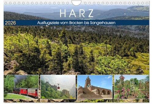 Harz - Ausflugsziele vom Brocken bis Sangerhausen (Wandkalender 2026 DIN A4 quer), CALVENDO Monatskalender: Die wilde Natur im Harz und seine Sehenswürdigkeiten (CALVENDO Orte)