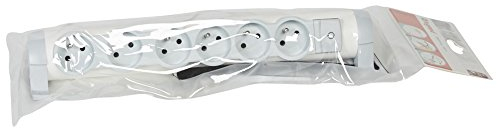 Legrand 050085 Bloc MultiPrise avec Interrupteur à Voyant et 6 Prises, Bloc de Prises Rotatif Courant, 2P+T, 16A, 230V, Blanc et Gris