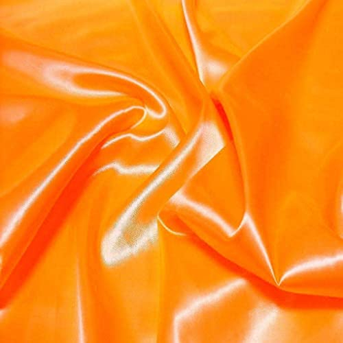 TOLKO 1m Glanz Satin Stoff Meterware als Modestoff Dekostoff Kostümstoff Gardinenstoff Vorhangstoff Hochzeitsstoff | Glitzer Satinstoffe zum Nähen Dekorieren | Nähstoffe 150cm breit (Orange)