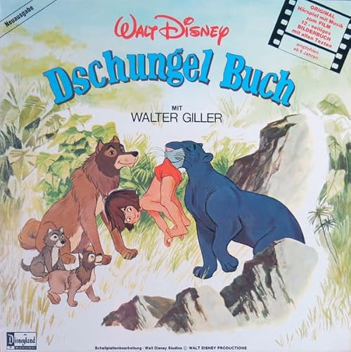 Disney, Walt / Dschungel Buch / Geschichte von / 1967 / Klapp-Bildhülle mit 8seitiger ORIGINAL Einheftung / Disneyland # STMA 9606 / Deutsche Pressung / 12 Zoll Vinyl Langspiel-Schallplatte / Die große Langspielplatte mit buntem Bilderbuch gezeichnet von Walt Disney / ohne POSTER !!! /