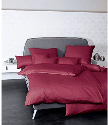 Janine Kissenbezug Mako Satin Kissenhülle Uni Colors 80 x 80 cm Bordeaux