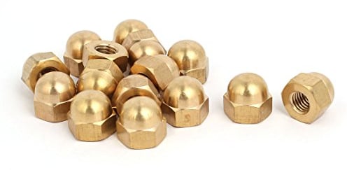 Sourcingmap 15pcs M8 Female Thread Nut DIN1587 Dome Cap Head Hex Brass Tone