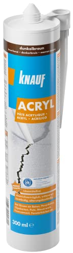 Knauf Maler-Acryl zum Abdichten von Dehnungs- und Anschluss-Fugen – umweltfreundliche Fugen-Masse zum Verfugen von Fenstern, Türen, Mauer-Werk, Putz, Beton, Rollladen-Kästen uvm., 300-ml, Braun