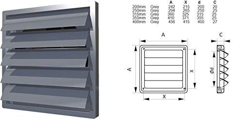Air Grille Cover Gravity Flap Shutter Extractor Fan Ventilation 8 to 16 (250mm)