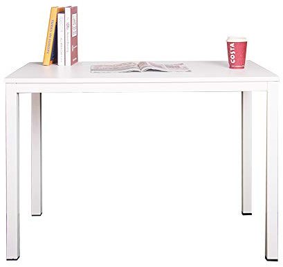 DlandHome Mesa de Ordenador 100x60cm Escritorio de Oficina Mesa de Estudio Puesto de Trabajo Mesa de Despacho, Blanco