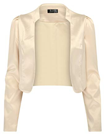 Bolerose Formal Long Sleeve Satin Bolero Shrug Occasion Jacket (Champagne, L)