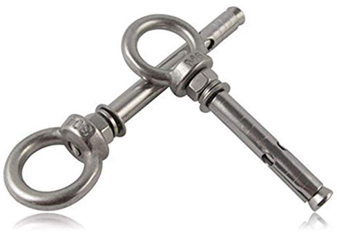 Long Eye Bolt with Ring Lifreer 2 Pcs 304 Stainless Steel Wall Expansion Anchor Bolts Anchors Screw Masonry Concrete Screws Heavy Duty Ring Bolts, M8 x 70 mm