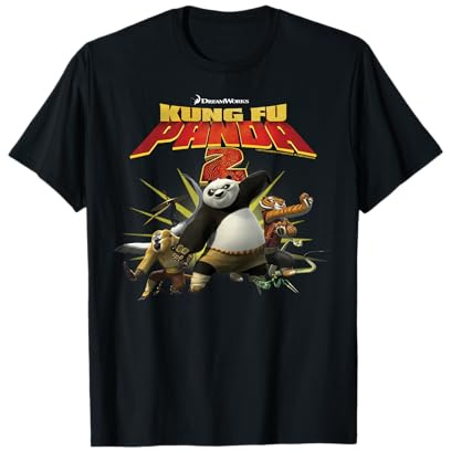 Kung Fu Panda 2 Po And The Furious Five Action Movie Logo Maglietta