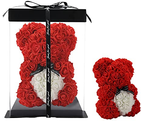 Rose Bär Geschenke für Frauen, Muttertag handgemachte Blumen Teddybär Geschenke für Frauen Mama von Tochter, Rose Teddybär Valentines Geschenke für Frau ihr, Geburtstag Rose Bär Geschenke für Mama