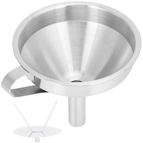 Imbuto da Cucina Imbuto in Acciaio Inox 304 Con Filtro Imbuto Dosatore 13cm Imbuto di Riempimento a Bocca Larga Olio Separatore per Il Trasferimento di Liquidi Spezie e Polveri