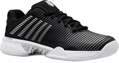 K-Swiss Women's Hypercourt Express 2 Tennis Shoe - Wide Width Pickleball Sneakers Black/White/Silver