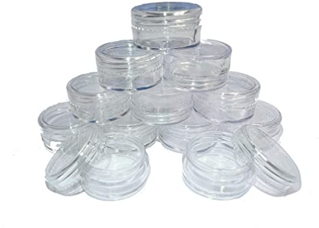 12pcs Travel Containers For Toiletries, 5ml Clear Round Sample Pots Travel Containers for Creams, Shampoo, Make-up, Glitter Storage