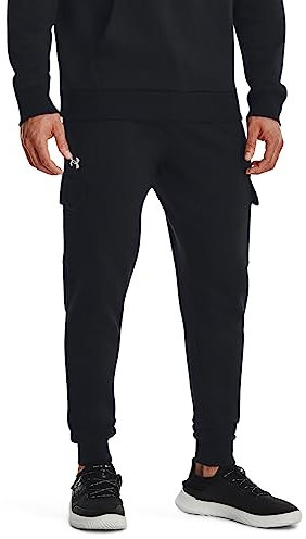 Under Armour Rival Pantalon de Jogging Cargo en Polaire pour Homme (001) Noir/Blanc Taille XS, (001) Noir/Blanc, XS