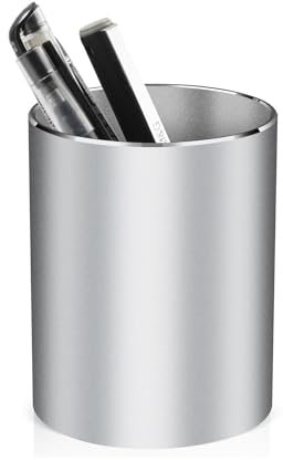 hongQue Stifthalter, niedliches Marmor-Muster, Schreibtisch-Organizer, Make-up-Pinselhalter für Mädchen, Frauen, Büro und Zuhause (silberfarben)