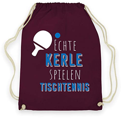 wowshirt Turnbeutel Gymsack Echte Kerle Spielen Tischtennis Tischtennisspieler Sportler, Farbe:Burgundy