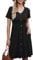 AUSELILY Womens Summer Dress Short Sleeve Knee Length Dress Casual Empire Dress A Line Swing Dresses with Pockets Black