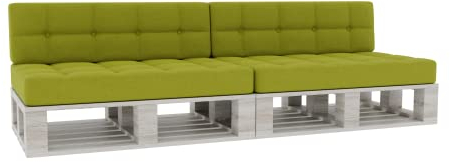 Gutekissen® Palettenkissen Gesteppte Kissen mit Knöpfen, Palettenauflagen Sitzkissen Rückenlehne Gesteppt PFG 2xSet (Sitzkissen 120x80 +Rückenlehne 120x40), Limette