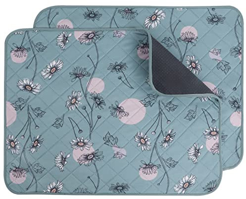 IEUUMLER 2 Stück Welpenunterlagen Waschbar für Hunde, Wiederverwendbar und Schnell Absorbierend PIPI Matten Trainingseinlagen für Laufstall/Autositz/Sofa FC013 (91*58cm-2pcs, Grüne Gänseblümchen)