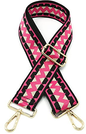 Angtex Taschengurt Schultergurt zum Wechseln für Damen-Handtaschen, verstellbar, 5 cm Wellen pink/Weiss