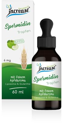 Liposomale Spermidin Tropfen hochdosiert - 6mg Spermidin pro Tagesdosis (6000mg Spermidin pro Packung) - MCT Öl C8 & C10 - Glutenfrei - vegan (Apfel)