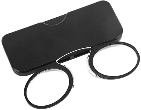 Wisebom Lesebrille für Herren, Kompakte leichte randlose brillen, Lesebrille 2.0 Dioptrien Damen, Lesebrille Dioptrien, Mini Nose Clip leichte Brillen, Mini Nasenclip Randlose Lesebrille (Schwarz)