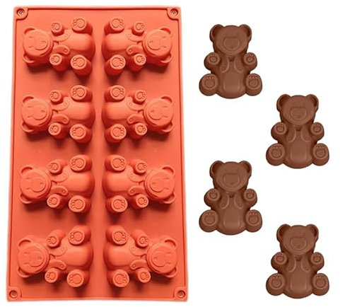 WishesMar Moule à Gâteau en Silicone 8 Cavités Forme de Rainure de Ours - Antiadhésif Moules à Forme Spécifique de Cuisine Moule en Silicone pour Pâtisserie, Savons, Dessert, Décoration, Muffins