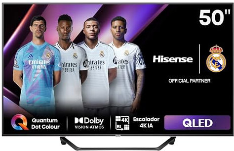 Hisense 50A7NQ - QLED Smart TV, 50 Pulgadas, con Quantum Dot Colour, 60Hz VRR 120 fps, Dolby Vision, Bluetooth&HDMI, Compartir en el televisor, Alexa Built-in (Nuevo 2024)