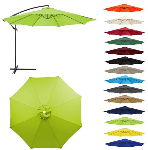HonunGron Auvent De Remplacement pour Parasol 2,0/2,3/2,5/2,7m/3,0m, 6 Baleines/8 Baleines Toile De Parasol Déporté Remplacement Pour Cour,Jardin,Plage, Protection UV 50+ (3.0m-8 ribs,Vert)