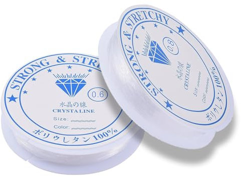 Gummifaden für Armbänder,2 Pcs Schmuckfaden,0.6 mm und 0.8 mm Armband Gummiband Elastisch,Elastisches Band für Armbänder,Elastische Schnur für Perlenschmuck Armbänder Basteln,Perlonfaden Transparent