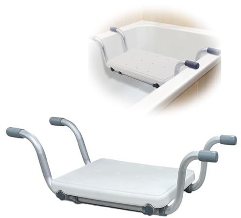 Badewannensitz, Duschsitz Duschbank für Badewanne, Ausziehbare 72-82cm Badewannenbretter, Badewannensitz Weiß Ausziehbar, Tragfähigkeit 136 kg Wannensitz für es Beim Baden Darauf Sitzen