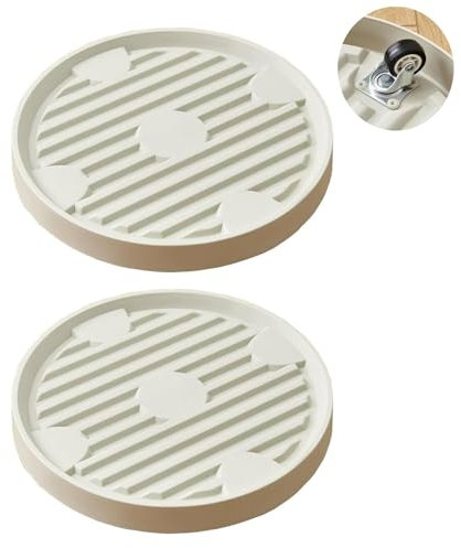 ETRAVEL Plant Caddy with Wheels Heavy Duty, 22CM Round Plant Pot Trolley with Brake Wheels Movable Plant Pot Stand with Lockable Caster (2PCS Outer D:22CM, Beige)