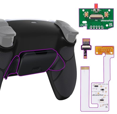 eXtremeRate Rise V3 Remap Kit per ps5 Controller BDM-030/040/050,Back Button Levette Posteriore per ps5 Joystick,Tasti Aggiuntivi&Cover Grip Gommato per Joypad,Senza Controller,Nero