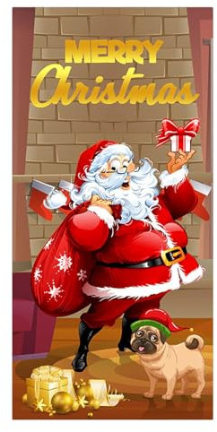 Cubierta De Puerta De Entrada De Navidad – Decoración Al Aire Libre De Vacaciones, Sobre De La Puerta De Santa Claus | Adorno De Banner Al Aire Libre De Navidad, Bandera De Navidad Impermeable