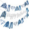 Denim und Diamanten Happy Birthday Banner, silberfarben, Denim-Thema, Geburtstagsparty-Dekorationen, 3 Stück, Kristall-Jeans, Party-Banner, Jeansjacke, Partyzubehör für Mädchen, Denim-Thema,