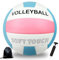 Bibykivn Volleyball,Beachvolleyball,Weicher Touch Volleyball Training für Beach Outdoor Indoor Spiel,Offizieller Größe 5,Artikel mit Rucksack und Pump Mesh Bag (Puderblau und Weiß)
